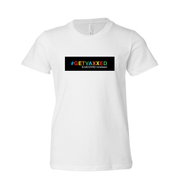 #GETVAXXED Youth Rainbow Logo T-shirt - White